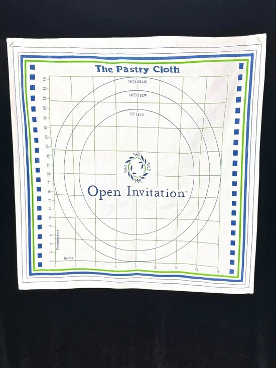 Open Invitation The Pastry Cloth Pie Crust Tart Rolling Liner 100% Cotton EUC