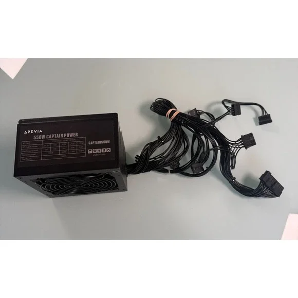 Apevia 550W Power Supply Dual 12V‎ Rails 17A & 19A +3.3V/5V Support Untested