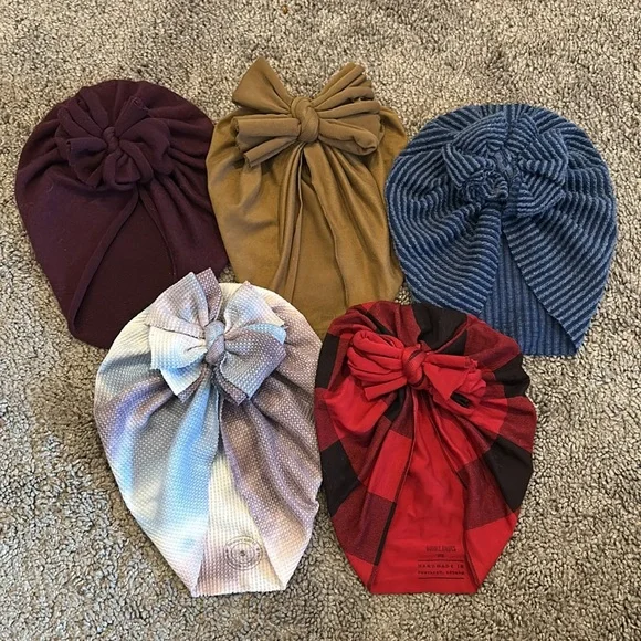 Bunny knots baby turbans size small 6/12m bundle of 5!