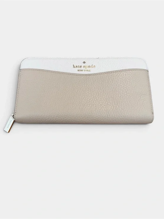 Kate Spade Leila Large Continental Zip Around Wallet Light Sand Pebbled Leather