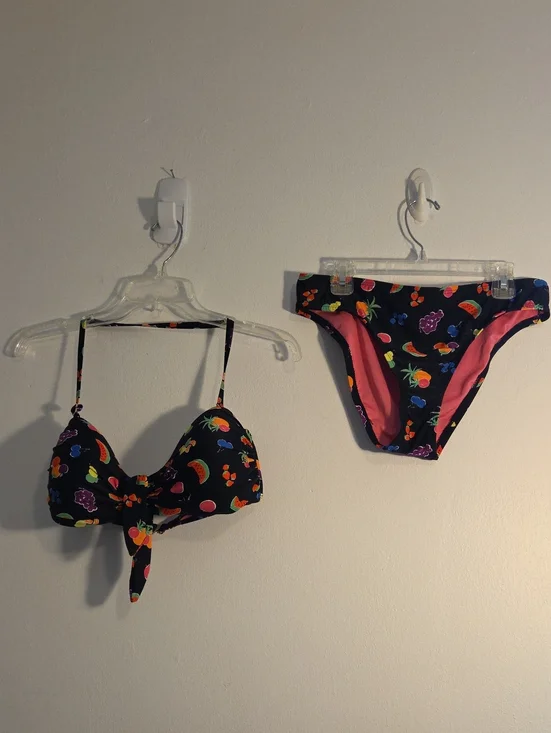 Kate Spade Black Bikini With Bright Color Fruit Print
