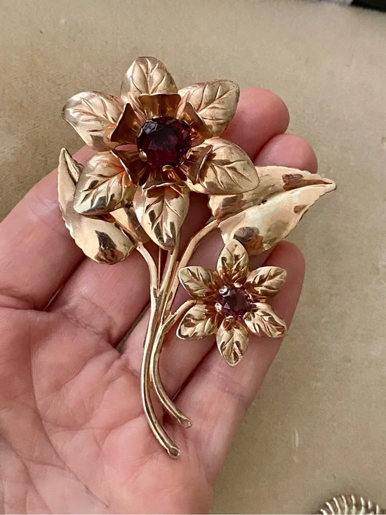 1940’s Sterling Silver Flower Brooch 925