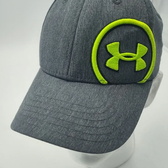 Under Armour youth Fitted Size S/M‎ Gray/Neon Green Baseball Cap Hat B50.4GA1113