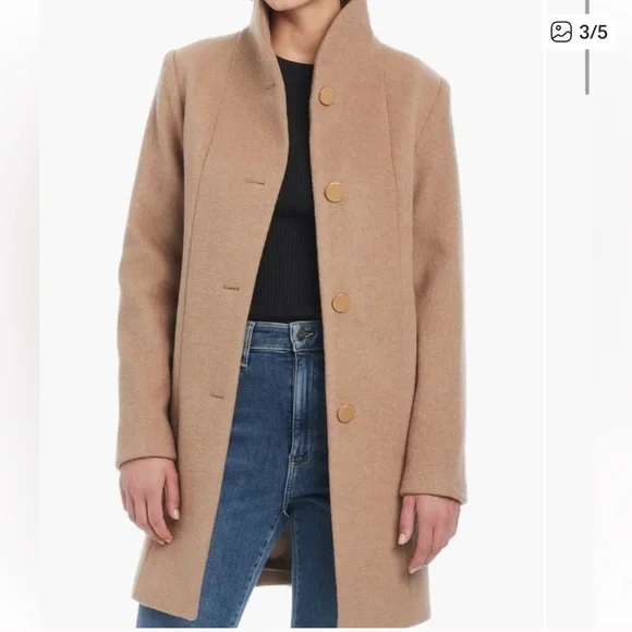 NWT - Kate Spade New York High Neck Wool Blend Coat in Camel - Size XL
