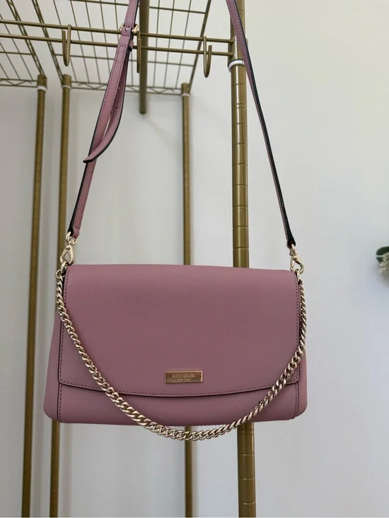 kate spade Dusty Rose Saffiano Leather Crossbody with Gold Chain