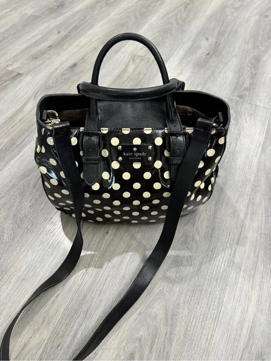 kate spade Black and Cream Polka Dot Shoulder Satchel