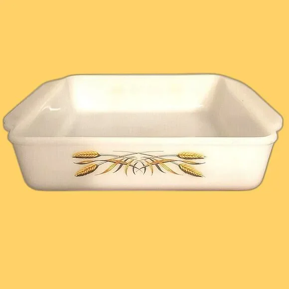 Fire King Square Baking Dish Golden Wheat #452 8