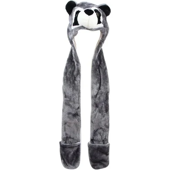 Kids Grey Raccoon Animal Hat e Fits All Adults /Soft Warm Beanie Hat Imported