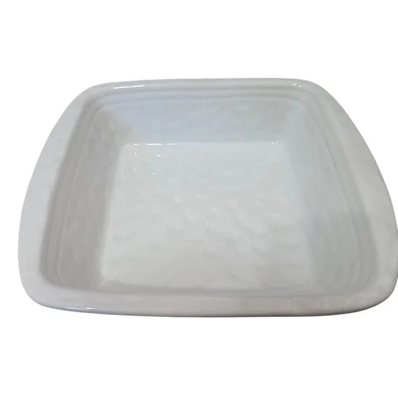 Savino Designs White Ceramic Square Baker Casserole Dish Oven Safe Serveware