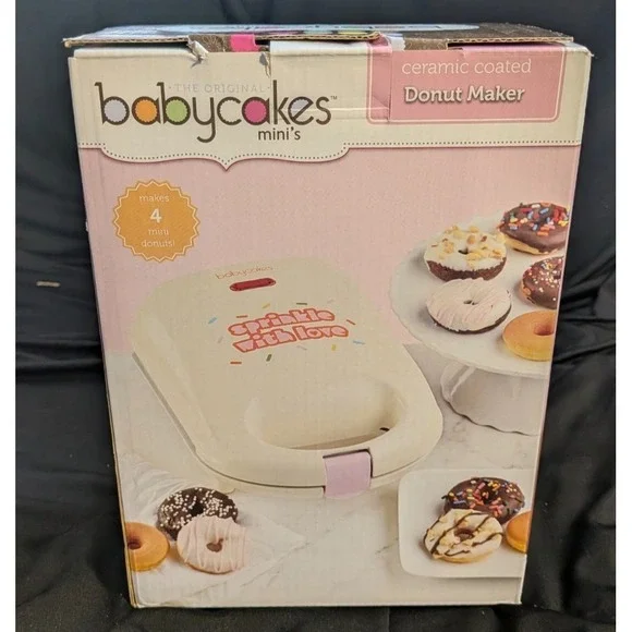 Babycakes mini's‎ White Ceramic Coated Donut Maker Sprinkle with Love
