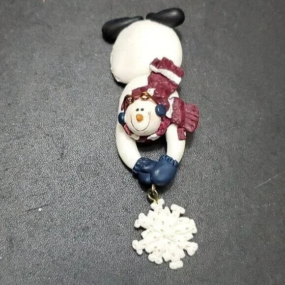 Gail West snowman brooch snowflake vintage