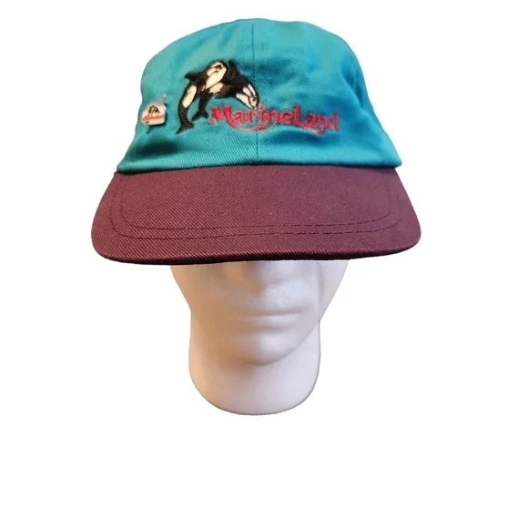 Vintage MarinLand Hat Youth Size OSFA Vtg Hat Blue And Purple And MarineLand Pin