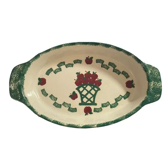 Oval Bakeware Dish Ceramic Apple theme