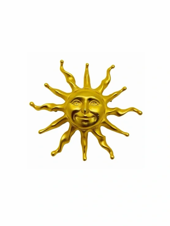 Vintage Anne Klein Sun Face Gold Brooch
