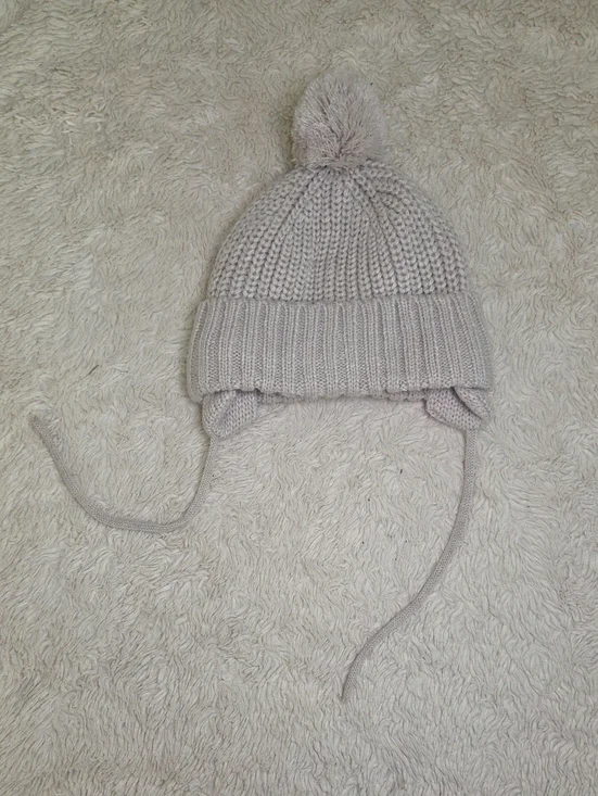 H&M Light Tan Color Fleece Lined Beanie Hat Sz 9-12 Months