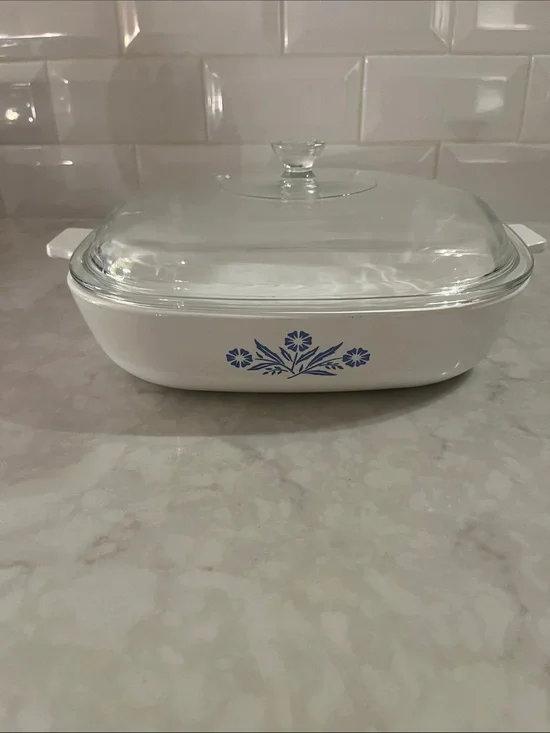 Vintage Cornflower Corningware Casserole Dish 10