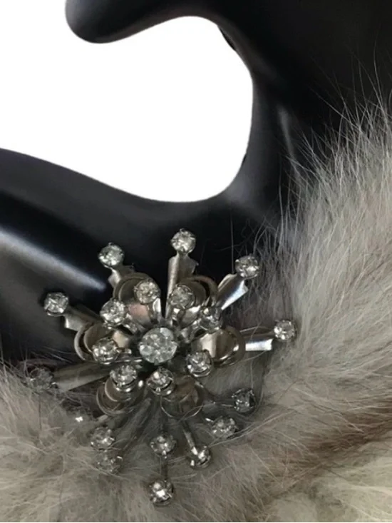 VINTAGE CIRCA 1960'S SILVER TONE CLEAR RHINESTONE SPUTNIK-LOOK BROOCH