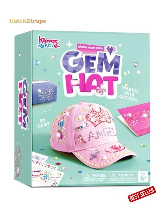 Decorate Your Own Baseball Cap with 7 Sheets Gems Stickers Art Craft Kit