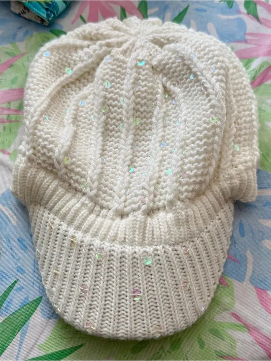 Girl’s Justice Embellished Winter Cap w/Iridescent Sequins One Size