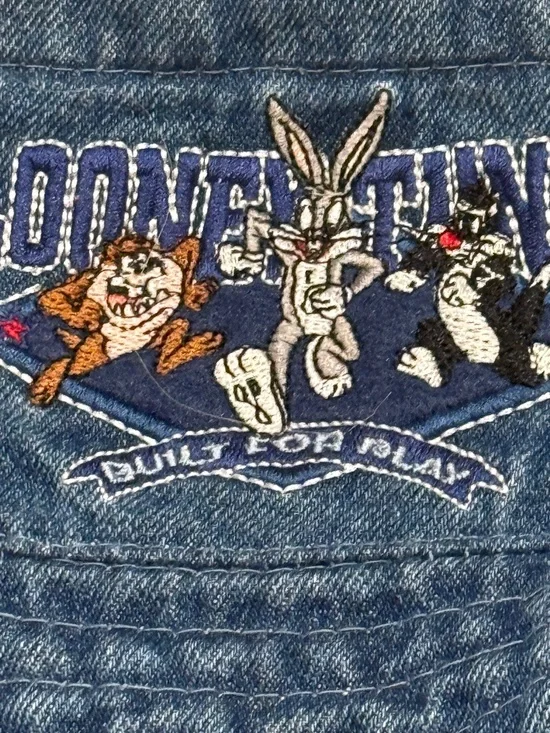 Vintage Looney Tunes Kids Denim Bucket Hat Bugs Taz Sylvester 12-24 Months