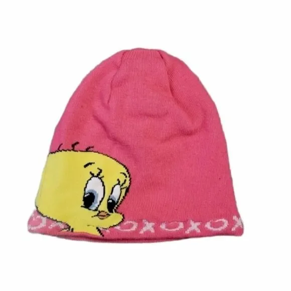 BABY LOONEY TUNES PINK TWEETY BIRD WINTER HAT