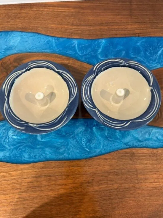 Set of 2 The Original Apple Baker Blue Swirl Baking Dish Paris Maine