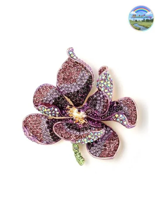 Austrian Crystal Orchid Flower Petal Brooch Pin