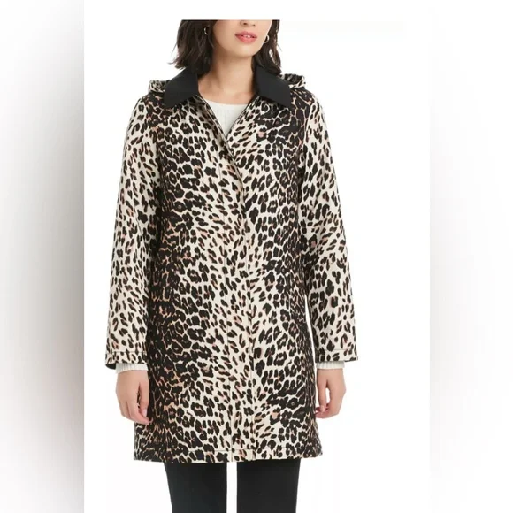 Kate Spade Animal Print Trench Coat leopard pop glen plaid rain jacket medium