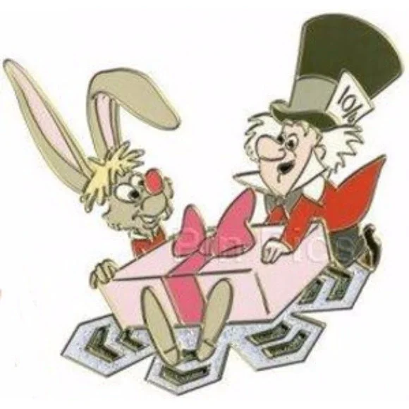 Disney Pin Alice in Wonderland Mad Hatter March Hare LE 135 81075 Snowflake‎
