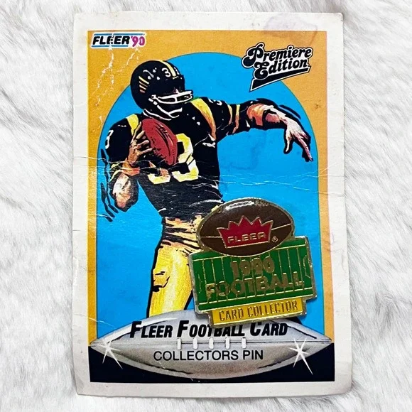 🔮 5/$25‎ Vintage Fleer 1990 Numbered Football Card And Collector Pin