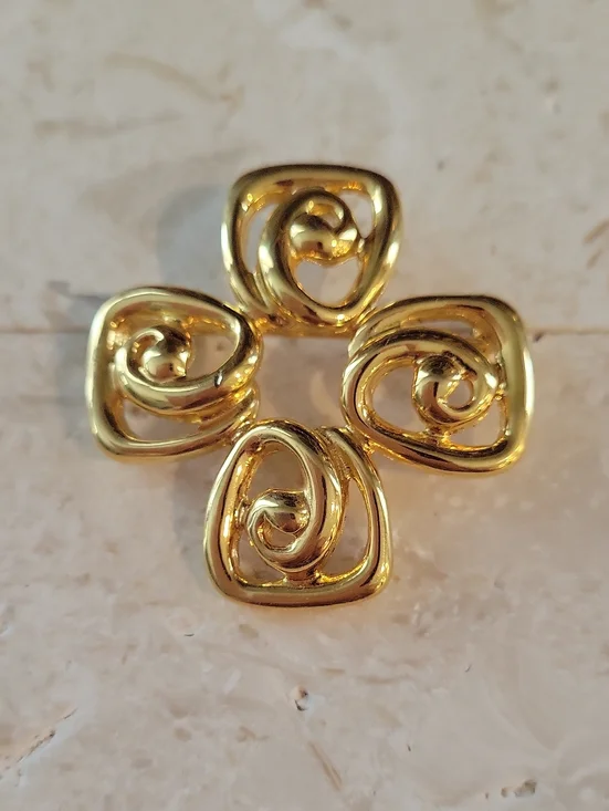 Anne Klein Gold-Tone Spiral Flower Brooch