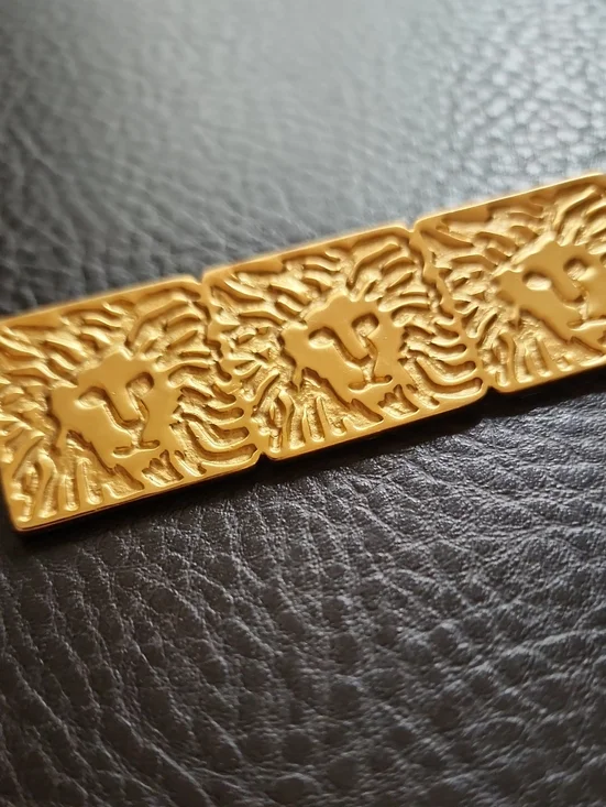 Anne Klein Gold Lion Motif Bar Brooch