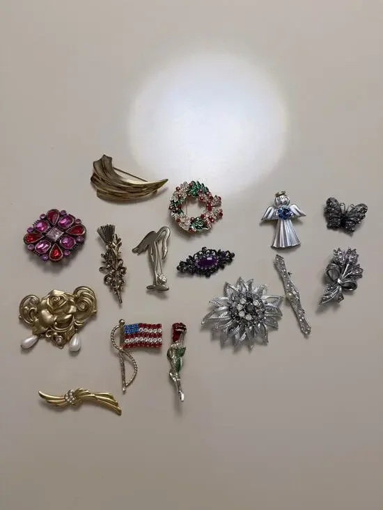 Vintage Brooch Lot 15 Pieces