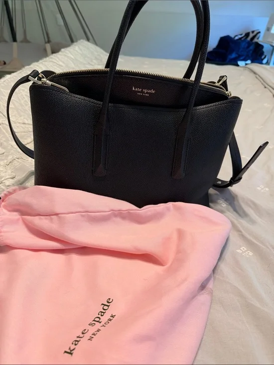 kate spade Black Pebbled Leather Satchel with Crossbody Strap
