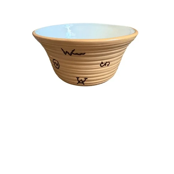 Storyteller Arts Rachel Elizondo Ceramic Mixing Bowl Western Cattle Brand Tan