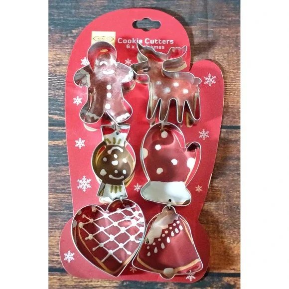 Kuki-fun Christmas Cookie Cutters‎ Set of 6 Stainless Steel Holiday Shapes New