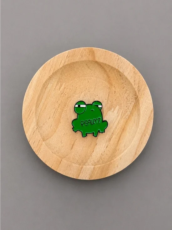 Really? Frog Enamel Pin Funny Green Frog Lapel Pin Meme Brooch Backpack