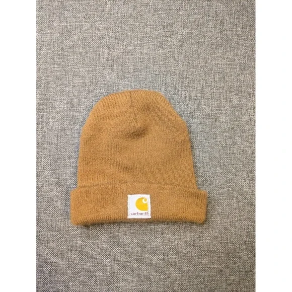 Carhartt Brown Cuffed Outdoor Beanie Hat Youth One Size