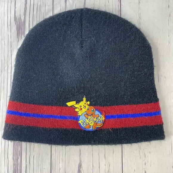 Pokémon Pikachu Charmander Vintage Beanie Striped Nintendo Licensed‎ Product