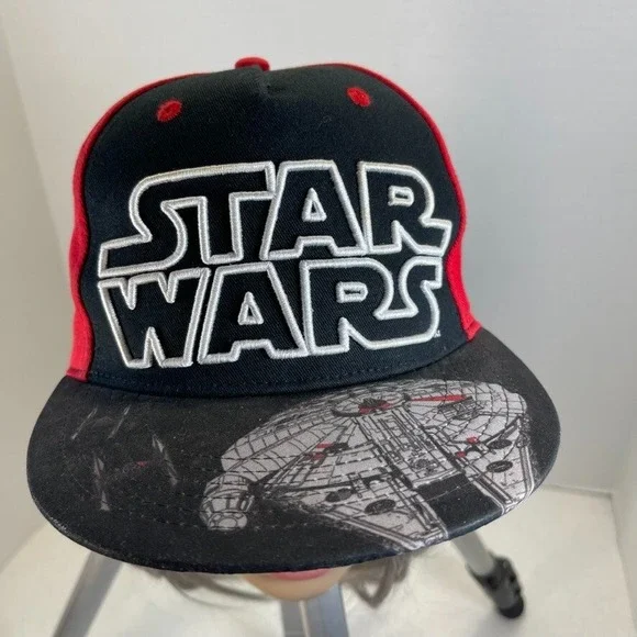 Star Wars Hat Cap Snapback Black Red Millennium Falcon Youth Streetwear Rare