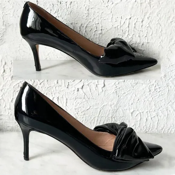 Kate Spade Twist Bow Pumps Women's 8.5 Black Patent Leather Strudel 3