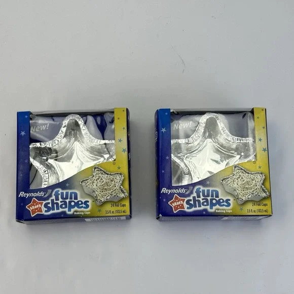 Reynolds Fun Shapes July 4th Stars Foil Baking‎ Cups 24 Ct 2005 Discontinued NOS