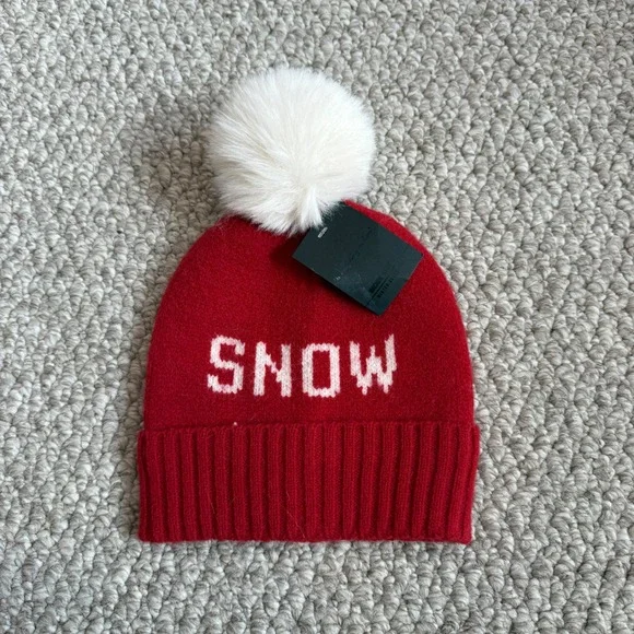 Kids‎ Red Snow Beanie Faux Fur Pom Pom Winter Toddler Hat OSFM NWT