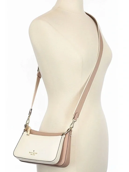 Kate Spade Duet Beige & White Leather Crossbody Bag  NWT