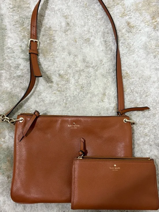 kate spade Cognac Leather Crossbody with Matching Wallet