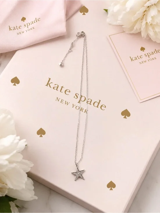 Kate Spade New York Dainty Sparkling Star Pendant Necklace – Silver Tone