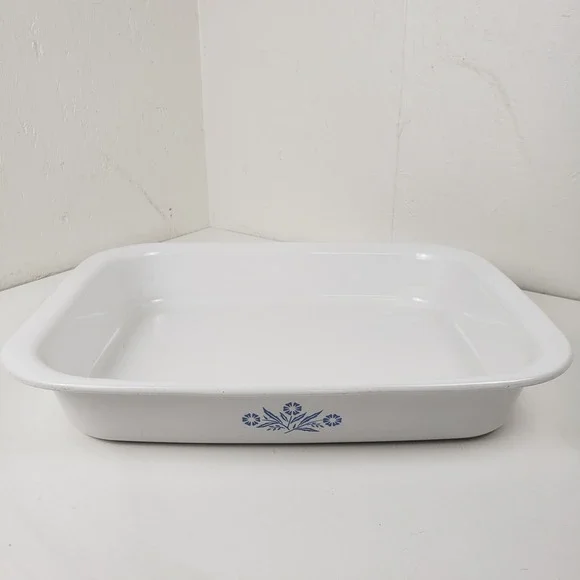 Corning Ware Blue Cornflower A-76 Rectangular Roaster Pan 14x11.5x2.25 Vintage