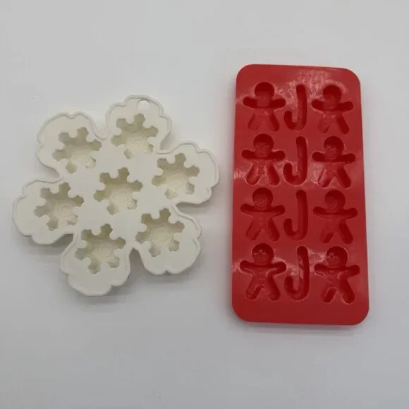 2pcs Christmas Silicone Molds for Baking Jelly Soap, Candy Cane, Gingerbread Men