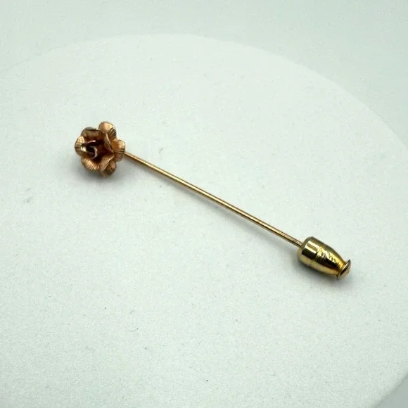 Vintage Gold‎ Tone Flower Stick Pin Lapel Hat Pin with End Cap 2.5 Inch