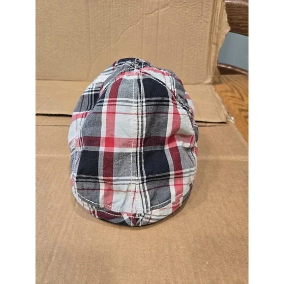 Gymboree Toddler Boys Plaid Newsboy Flat Cap Hat Size 2T-3T Red Blue Gray